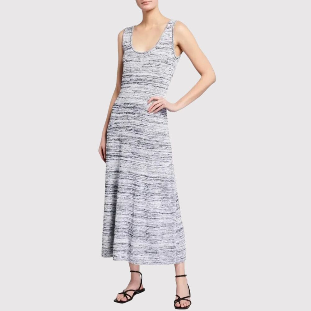 Max Mara Leisure Maxi Dress Gray Marbled Biglia Tank Knit Stretch A Line S